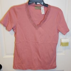 Liz Claiborne C'est La Vie V Neck Lace Trim NWT